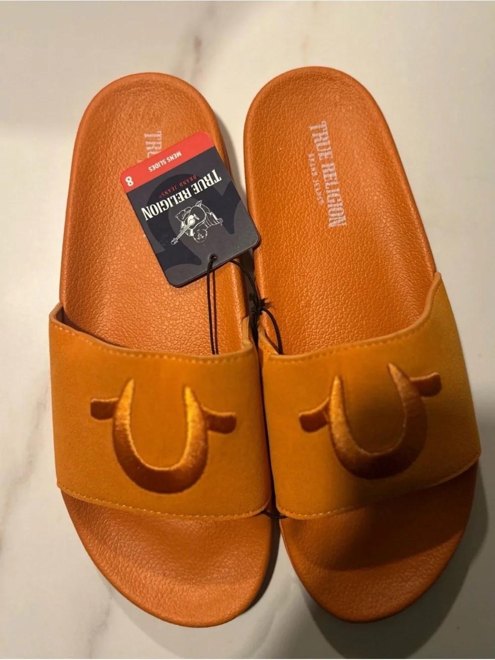 True Religion Men’s Orange Slide Sandals